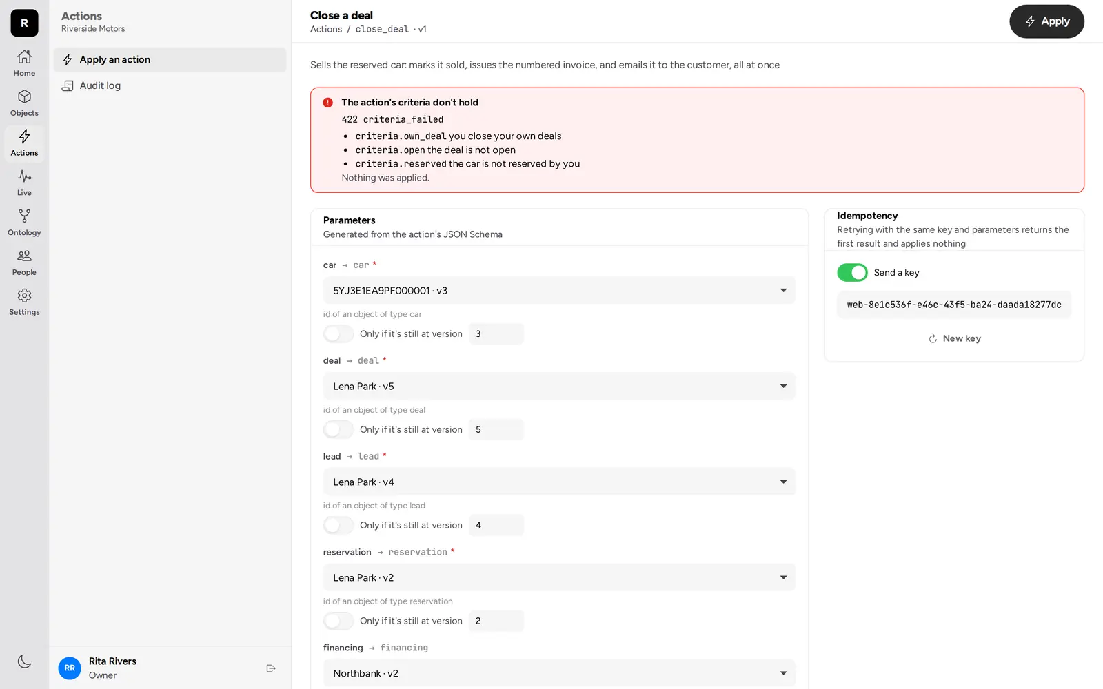 A refused action: three criteria do not hold